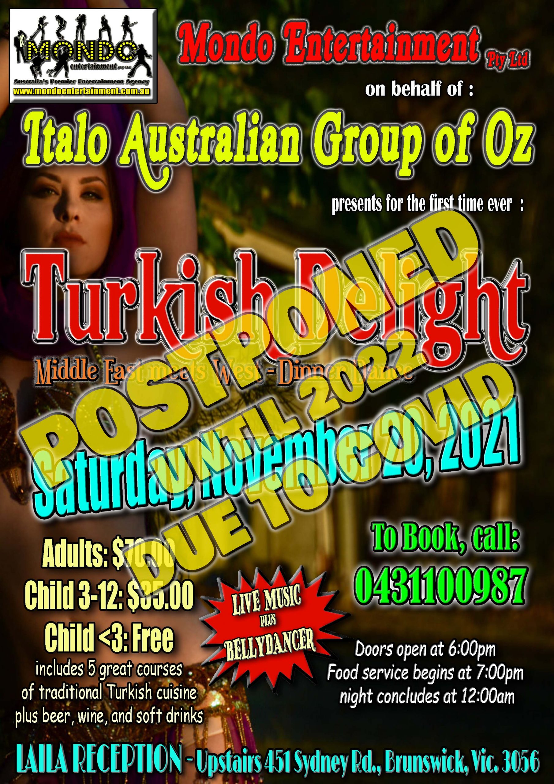 TurkishDelight dinner dance -201121 – POSTPONED UNTIL 2022