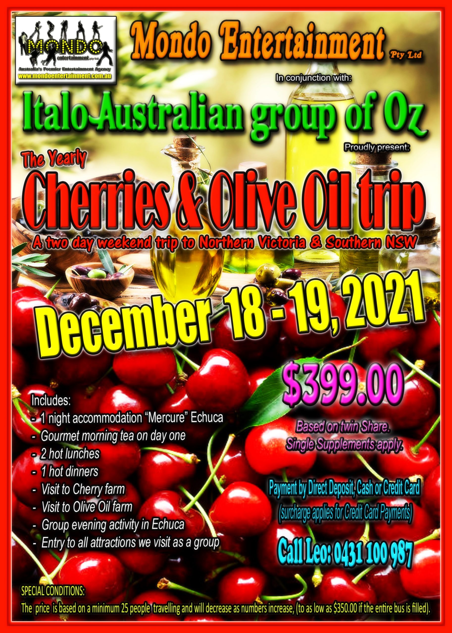 CHERRIES & OLIVE OIL 2 DAY WEEKEND – orton