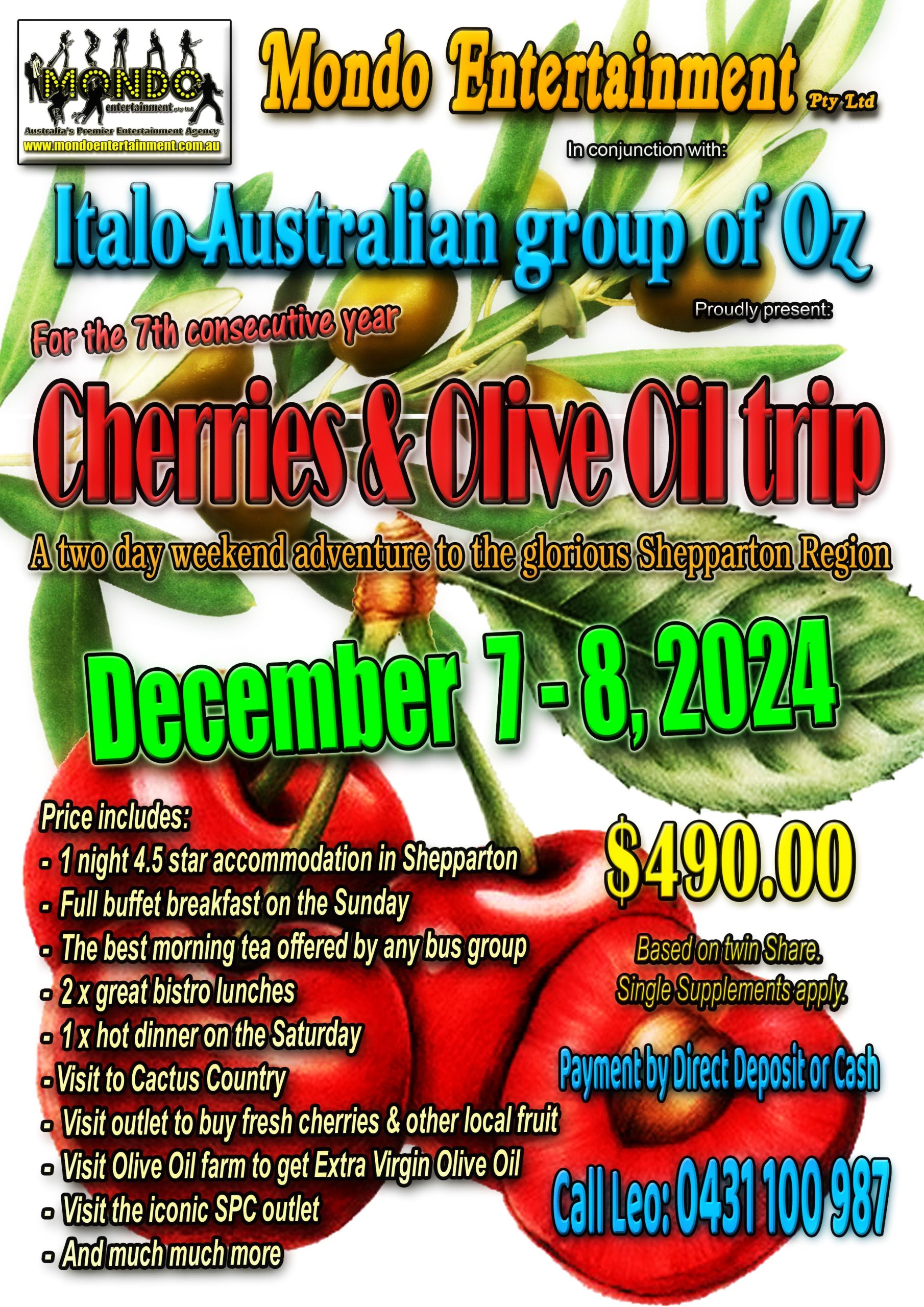 CHERRIES & OLIVE OIL 2 DAY WEEKEND 2024 – Orton