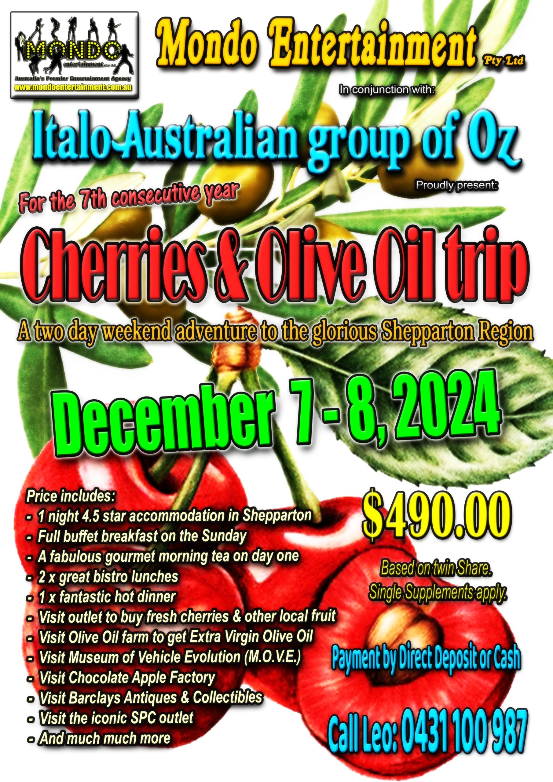 CHERRIES & OLIVE OIL 2 DAY WEEKEND 2024 – Orton