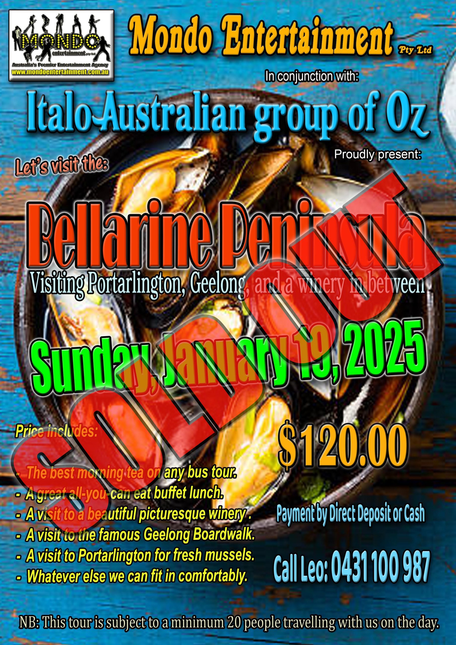 MUSSELS DAY TRIP – SUNDAY JANUARY 19, 2025 – SOLD OUT