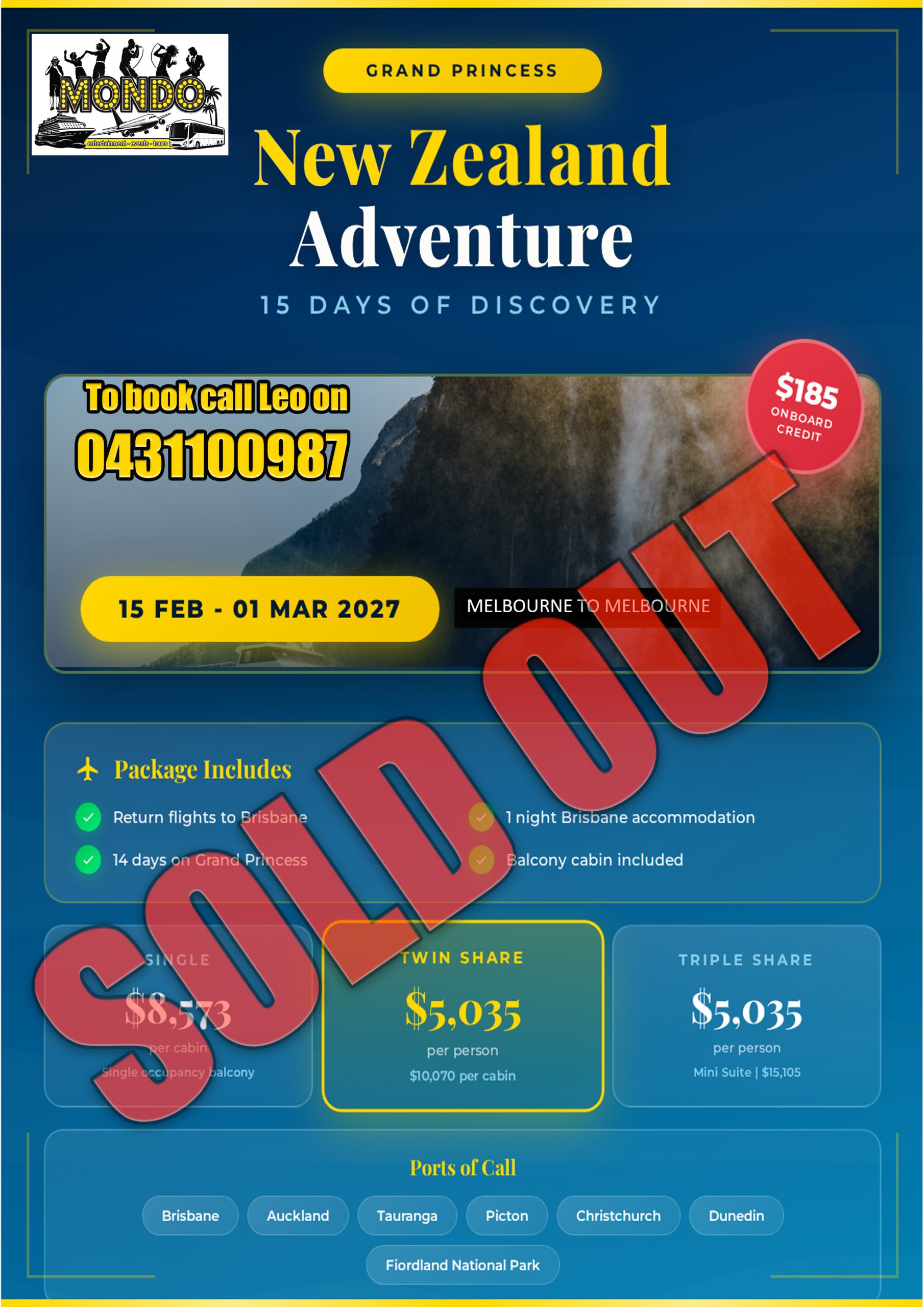 NEW ZEALAND TRIP 2027 – FLYER